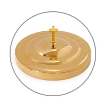 Tray Cover For Round Brass Polished Stainless Steel Tray With Cross-Shaped Handle